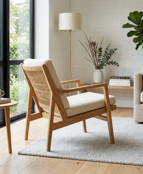 Minimalist Scandinavian Oak Lounge Chair